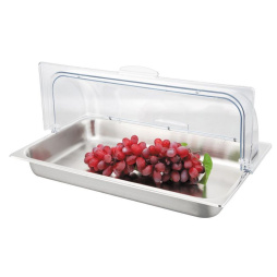 Поднос для выкладки 53*32,5*24 см нержавеющая сталь с пластиковой Roll-top крышкой SUNNEX