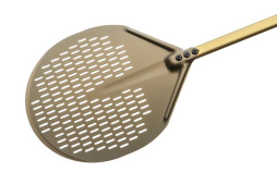 Лопата для пиццы перфорированная d=33 см. l=150 см. алюминиевая Gold Gimetal /1/