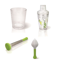 Набор барный 4 пр.: шейкер, мадлер, пресс для цитрусовых, мерный стакан VB /1/6/