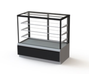 Холодильная витрина кондитерская KAYMAN K-вк-1300 люкс квадро серебро