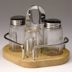 Набор для специй (соль, перец, зубочистки) на деревянной подставке LUXSTAHL