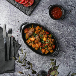 Блюдо овальное 22,5*15 см h4 см 500 мл с ручками Smooth Black Raw Stellar P.L. Proff Cuisine [1]